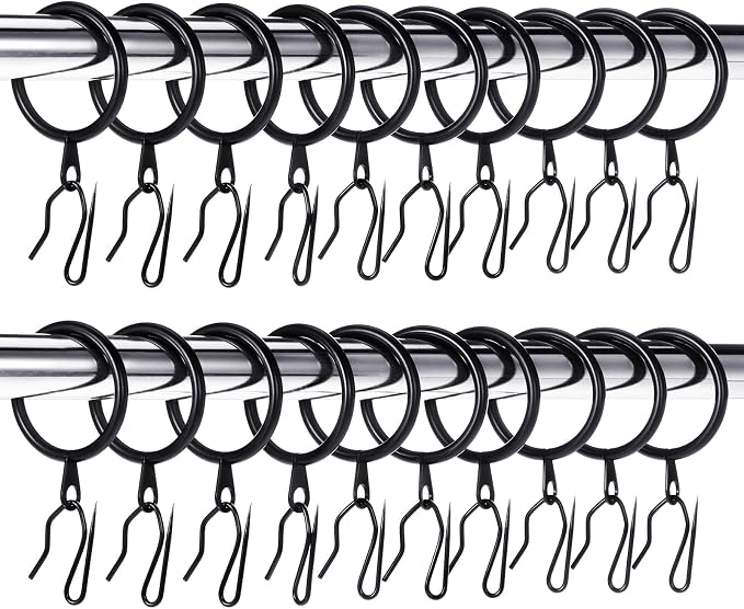 Hotop 60 Pcs 1.26 Inch Curtain Ring and 60 Pcs Pin Hook, Oil-Rubbed Bronze | by HOTOP
