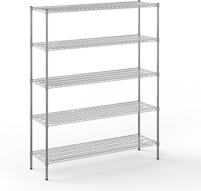 18" Deep x 60" Wide x 74" Height Wire Shelving Kit | 5-Tier | NSF Commercial Storage Rack Unit