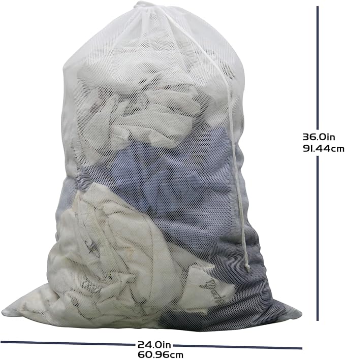 2-Pack Large Mesh Laundry Bag, 24x36 Inch White - Image 3