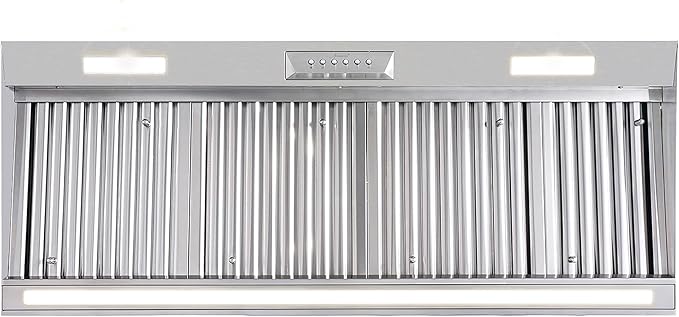 Akicon 48 Inch Range Hood Insert with Heater Sensor, 1200 CFM Bulit-in Kitchen Vent Hood with 4 Speeds, Ultra-Quiet Ducted Stove Hood 3CCT LED Lights and Dishwasher Safe Filters