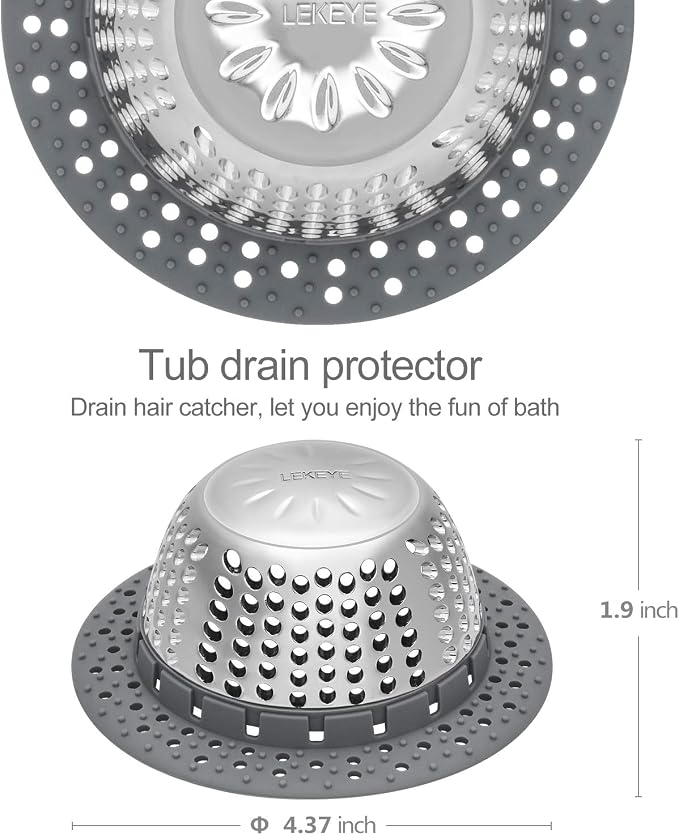 LEKEYE Drain Hair Catcher/Bathtub Drain Cover/Drain Protector - Image 3