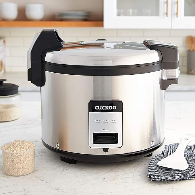 CUCKOO Commercial Rice Cooker & Warmer, Extra Large Rice Cooker 30-Cup Uncooked / 60-Cup Cooked, Professional Industrial Grain Cooker with Large Capacity, Easy One-Touch Operation, Silver (CR-3055)
