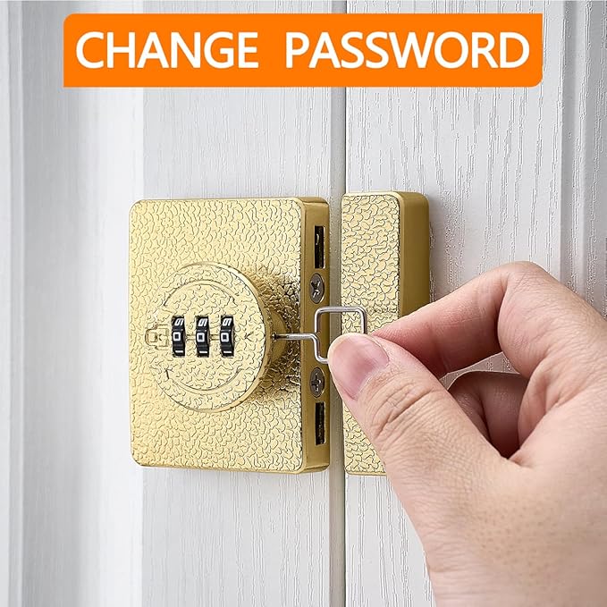 Gold Cabinet Lock,3 Digit Password Keyless,Anti Pry Mechanical Password Lock,Protect Privacy,for Drawer,Cabinets,Locker, Closet,Windows,Sliding Door,Bathroom,and Garden