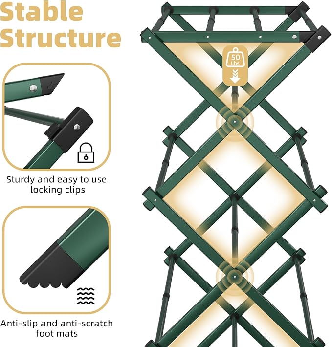 BAKON Foldable Space Saving Clothes Drying Rack, Extendable Rustproof Laundry - Image 4