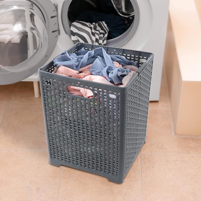40 L Plastic Collapsible Laundry Hamper, Plastic Dirty Clothes Basket - Image 6