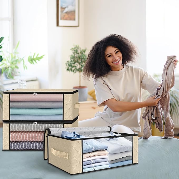 HomeHacks 10-Pack Clothes Organizer Storage Bags, 35L Storage Bins, Reinforced - Image 7