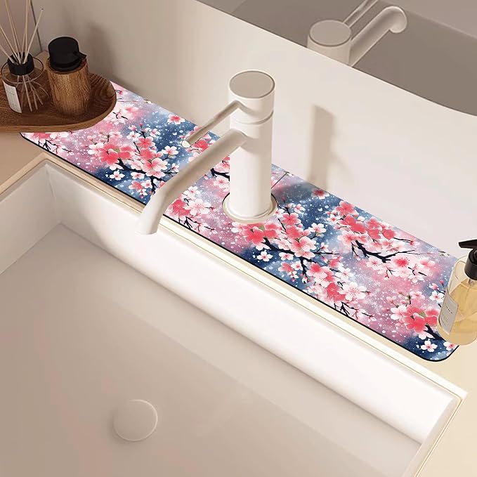 Japanese Pink Cherry Blossoms Dish Drying Mat - Image 2