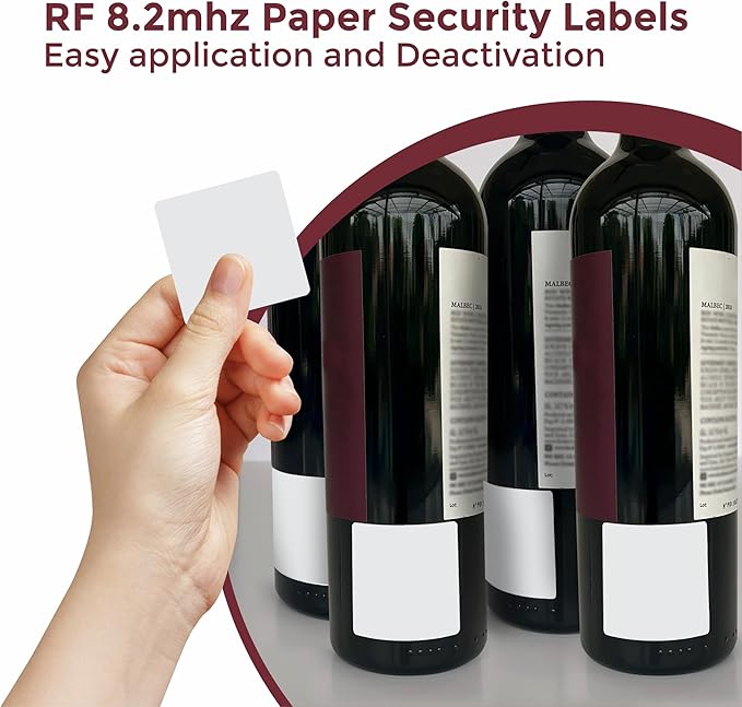 10000 Paper Security Labels 1.5 X 1.5 Inch RF 8.2Mhz White Checkpoint Compatible – Practical and Effective Anti-Theft Labels for EAS Loss Prevention Systems by Bullseye Protection