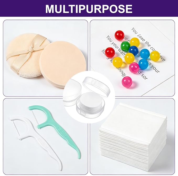 4Pcs Portable Cotton Round Holder, Small WhiteTransparent Pad Holder Plastic - Image 3