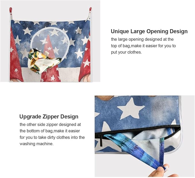 2PCS Hanging Laundry Hamper Bag Over the Door Laundry Hamper Wall Hamper Large - Image 4
