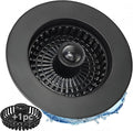 Kitchen Sink Stopper, 3 in 1 Pop Up Kitchen Sink Drain Strainer, with an Extra Basket Strainer, Sink Drain Stopper for US Standard 3-1/2 Inch, Brass Material Electroplate (Black)