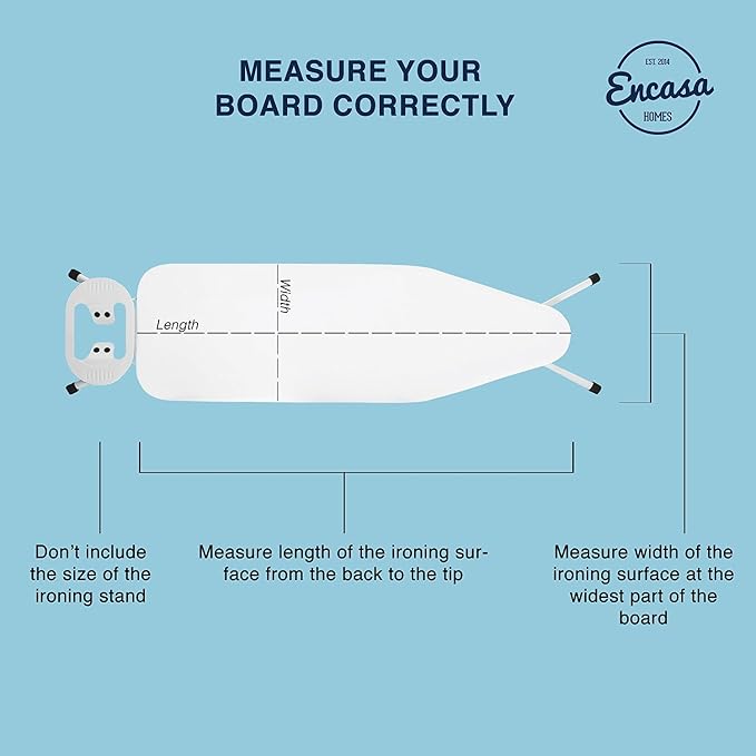 Encasa XO Ironing Board Cover and Pad, Medium 42"x14" - Image 4