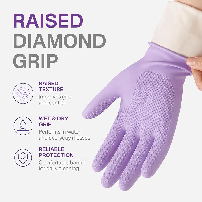 Cleaning Rubber Gloves, Waterproof Non-Slip Long Cuff Dishwashing Household - Image 4