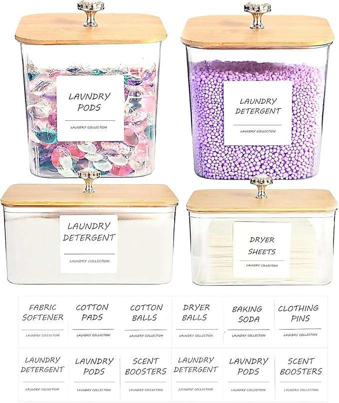 4 Pack Laundry Room Organization Storage Containers, Plastic Clear Laundry Pods - Image 7