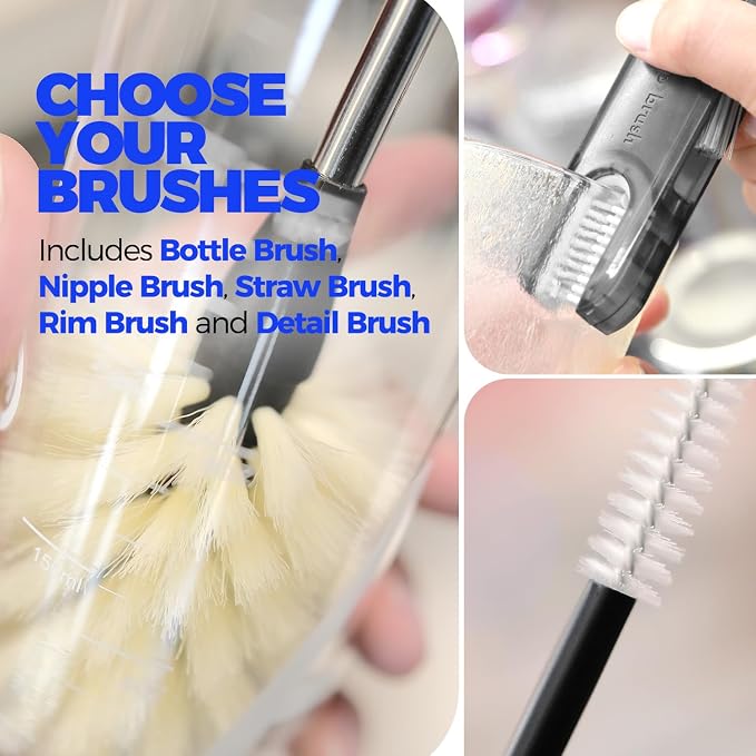 Holikme 6 Pack Bottle Brush 14" Stainless Steel Straw Cleaner Brush, 3 Straw - Image 4