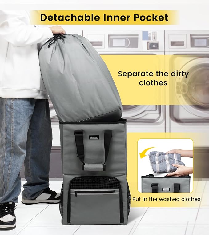 Vorspack Laundry Backpack with Shoulder Straps, Extra Large Hamper, Structured - Image 5
