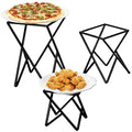 Set of 3 Metal Pizza Stand Holder, Tabletop Pizza Pan Riser Racks Serving Platter Tray for Party, Reusable Square Dessert Food Display Stand for Cakes, Appetizers, Wedding, Home, Buffet, Black