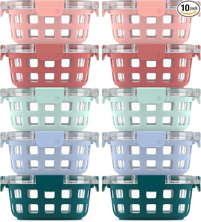 Ello Duraglass 3.4 Cup Round Glass Meal Prep Containers by Ello