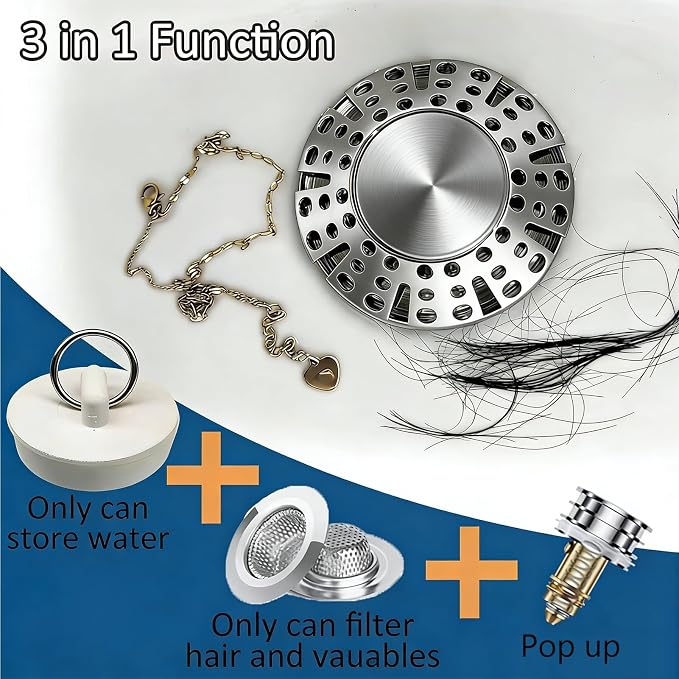 AzWzz Bathtub Drain Stopper, Pop Up Tub Stopper Plug - Image 5