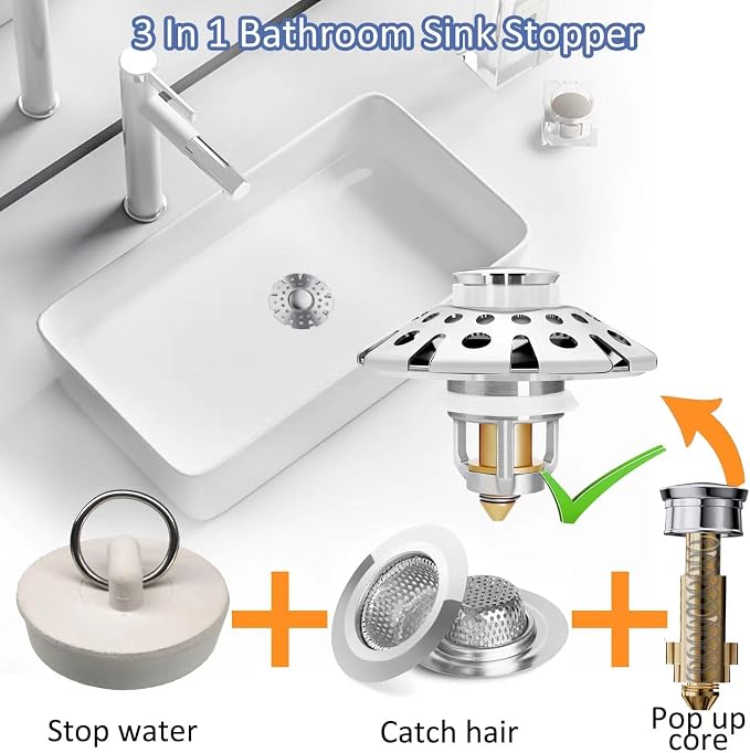 AzWzz Bathroom Sink Stopper, Sink Hair Catcher, Bathroom Sink Drain Strainer - Image 4