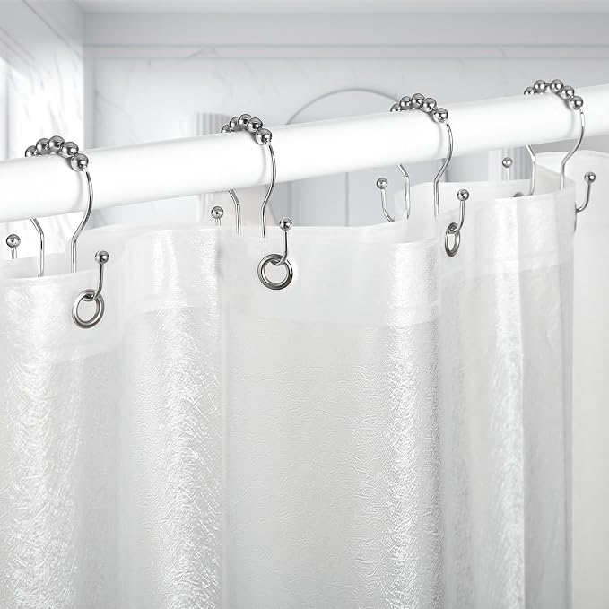 Shower Curtain Hooks, Stainless Steel Shower Curtain Hangers, Double Hook - Image 3