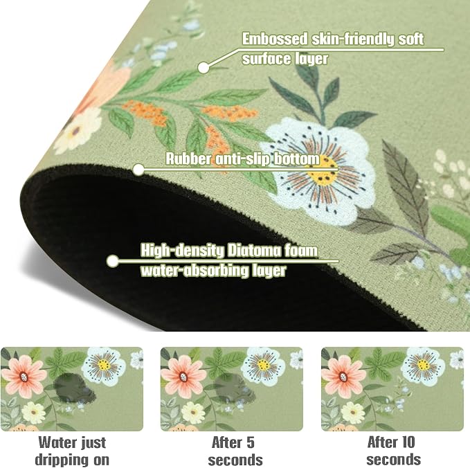 Sink Faucet Absorbing Mat, 2 Pack Drying Mat Around Faucet Sink Splash Guard - Image 5
