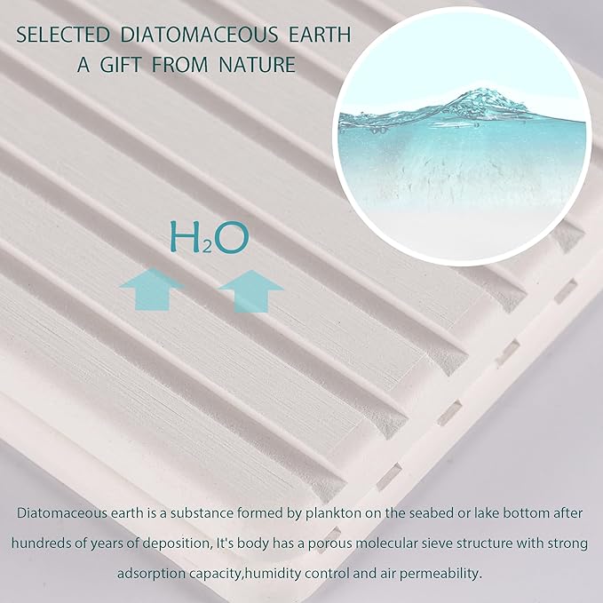 2 PCS Water Absorbent diatomite Coasters, 8.3" x 4" Water Absorbing Stone Tray for Sink, Stone Drying mat for Kitchen Counter, Stone soap Tray Used for Hand Soaps & toiletries & Plants