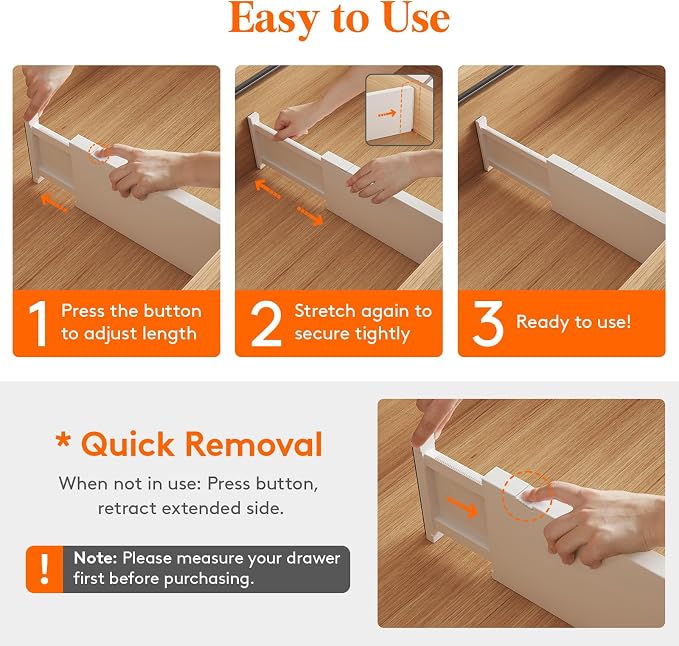 Lifewit 5" Tall Upgrade Drawer Dividers, Adjustable Deep Drawer Organizer | 16 - Image 7
