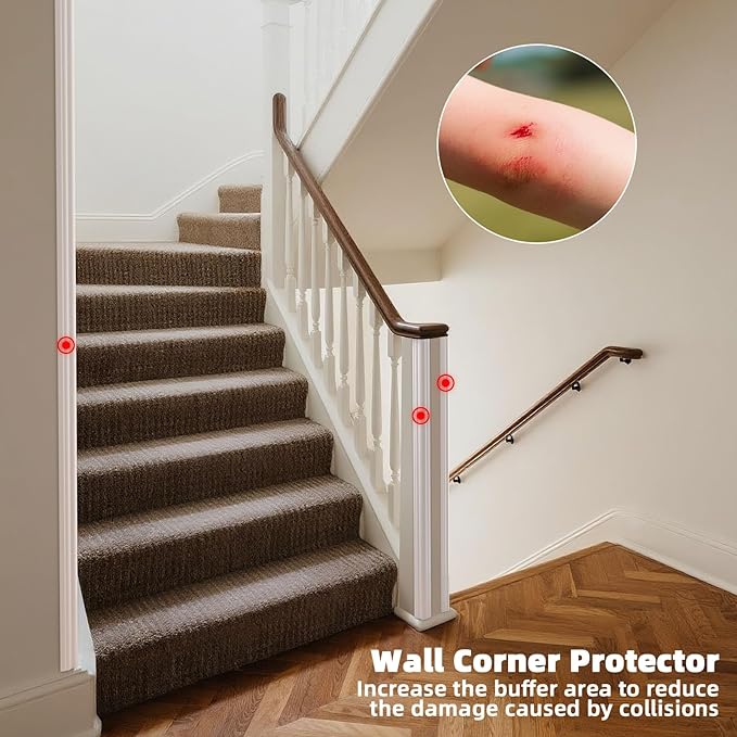 Peel and Stick Wall Corner Protector & Edge Guard, Self-Adhesive Flexible Trim Molding for Inside & Outside Corners, Wall, Countertop, 1.6" W x 20' L, White
