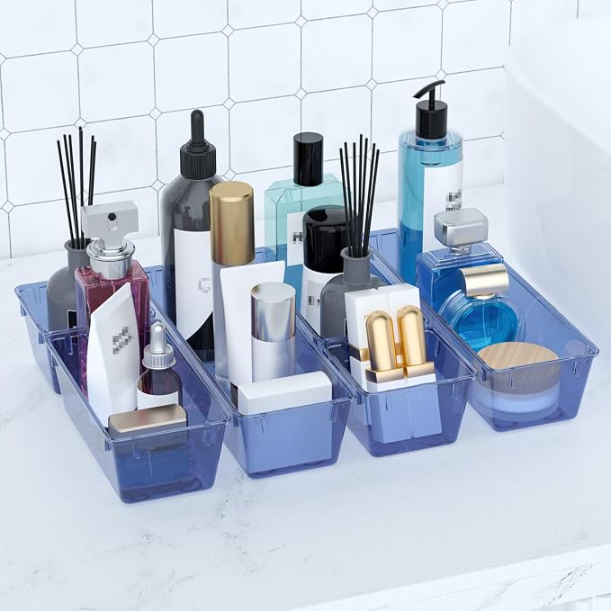 6 Pack Clear Drawer Organizer Set, Drawer Storage Trays, Storage Bins | Acrylic - Image 6