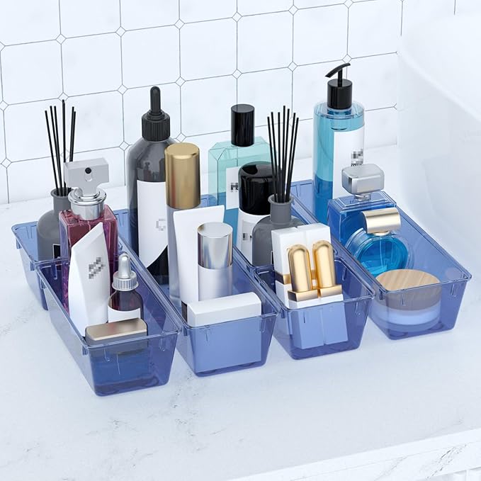 12 Pack Clear Drawer Organizer Set, Drawer Storage Trays, Storage Bins | - Image 6