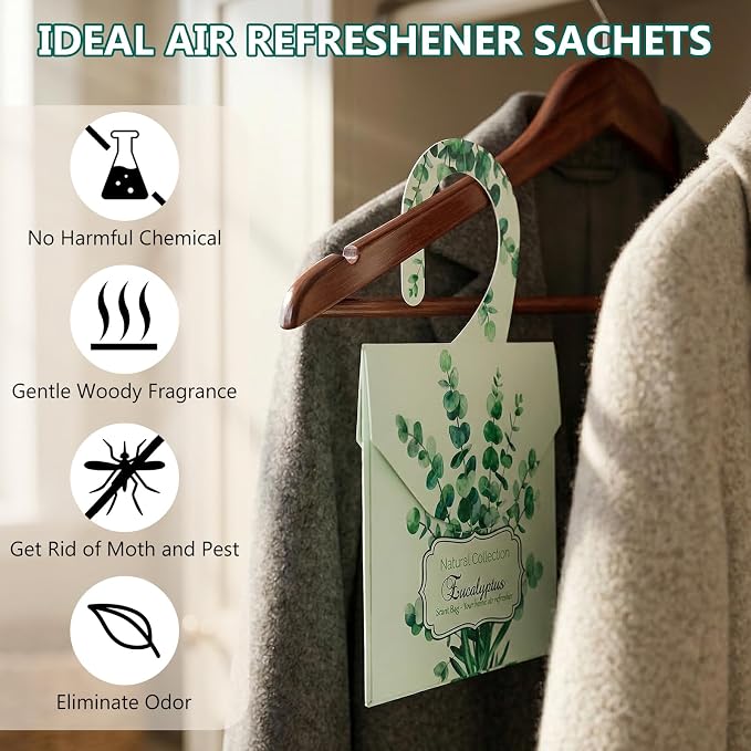 24Pcs Eucalyptus Sachets for Drawers and Closets, Natural Closet Freshener - Image 4