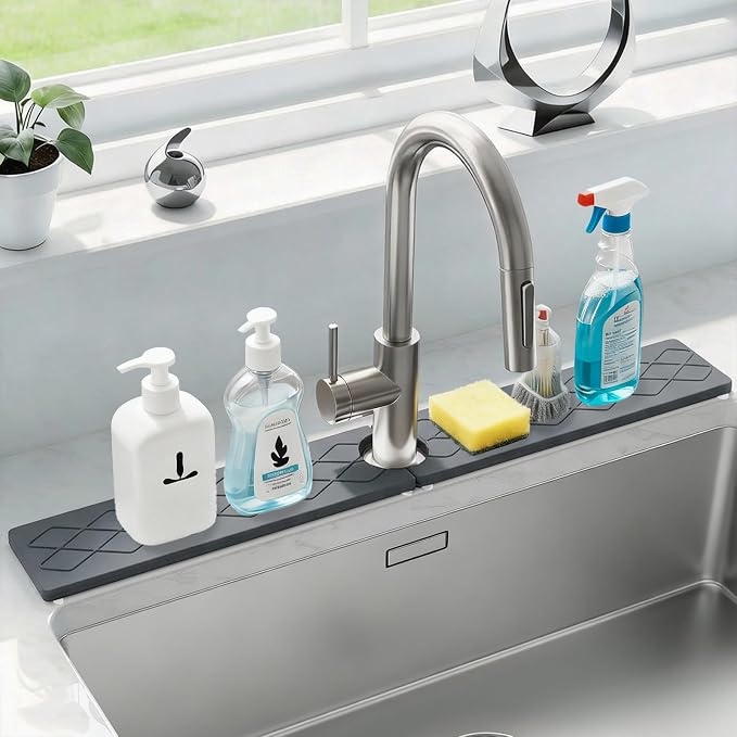 Stone Faucet Mat for Kitchen Sink, Quick-Dry Non-Slip Drying Tray, Diatomite by NSVNSV