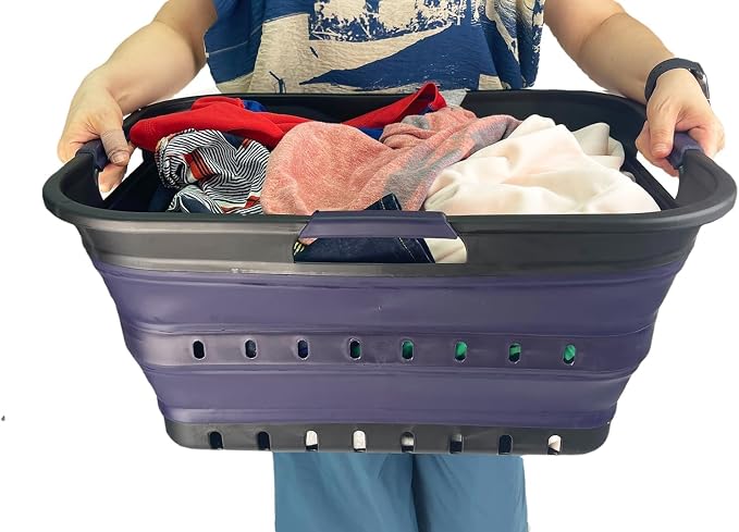 SAMMART 42 Collapsible Plastic Laundry Basket, Foldable Pop Up Storage - Image 6