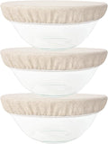 3 Pack 15CM 100% Pure Linen Bowl Covers, Elastic Organic Bowl Cover Lids, 100% Natural Organic Linen,Unbleached,Perfect for Soup Bowls, and Cereal Bowls