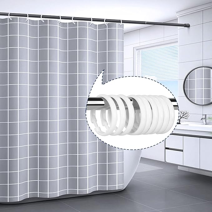 12 Packs Circular Shower Curtain Rings, Plastic Curtain O Rings Hooks - Image 6
