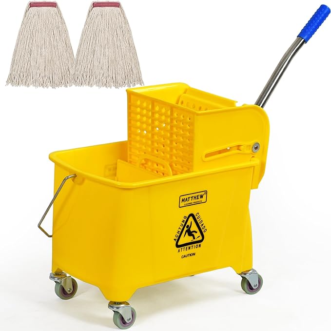 Matthew Cleaning 22 Quart Compact Mop Bucket INCL.2 Pack Mop Head by MATTHEWCLEANINGPRODUCTS