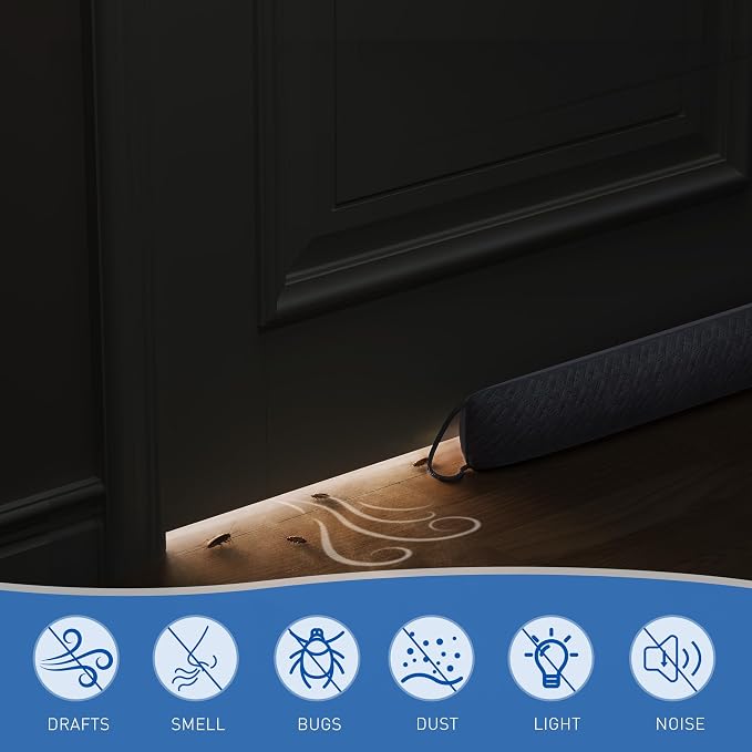 MAGZO Door Draft Stopper for Bottom of Door 36 Inches, Velour Gray | Weighted - Image 5