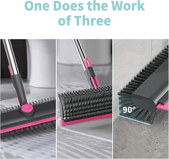 AIR U+ Floor Scrub Brush with Long Handle, 3-in-1 Rotating Head & Squeegee | - Image 3