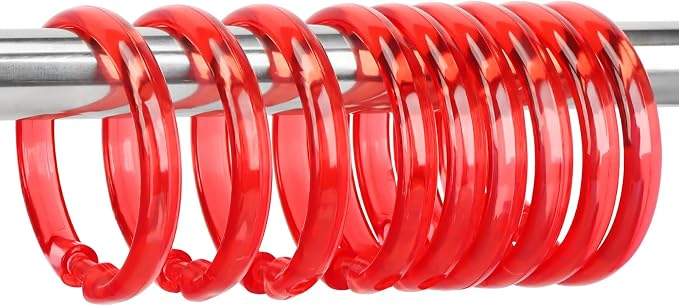 Red Shower Curtain Hooks by Qulable