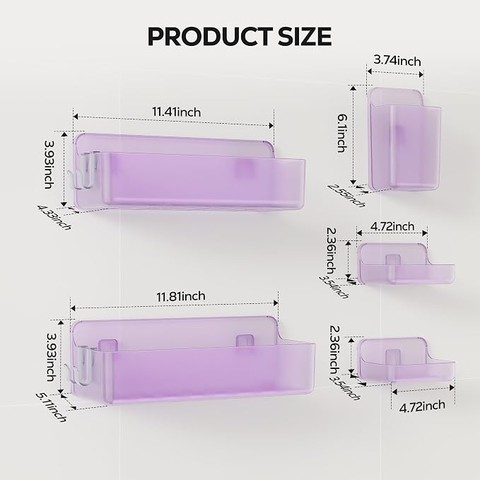 Nieifi Adhesive Shower Shelves, 5 Pieces - Image 2