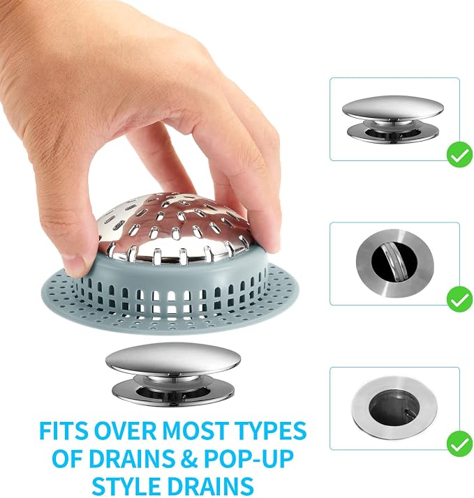 Aluvor Bathtub Drain Hair Catcher Shower Drain Cover Sink Drain Protector | - Image 3