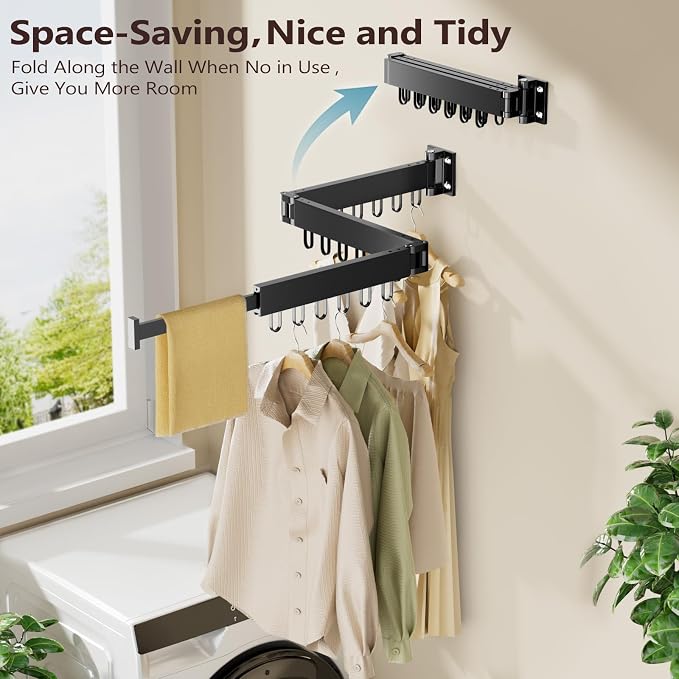 Clothes Drying Rack Wall Mounted, Space-Saving Drying Rack Clothing, - Image 2