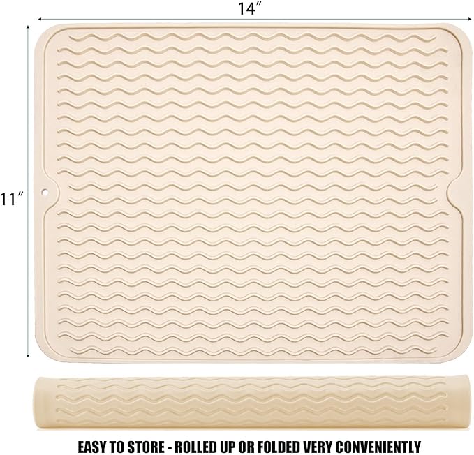 Silicone Dish Drying Mat, Non-Slip Easy Clean Sink Mat, Large Heat-resistant - Image 2