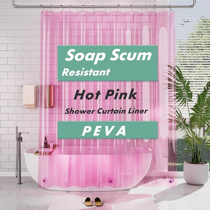 AmazerBath 72x78 Long Shower Curtain Liner, Waterproof PEVA Shower Liners by AmazerBath