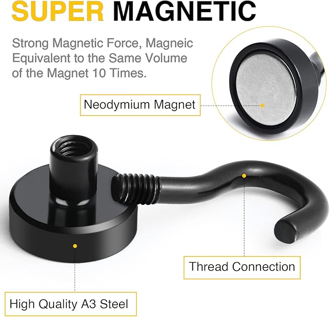 DIYMAG Magnetic Hooks 45pcs 30lbs Cruise Essentials 2026 Magnet Hook Black - Image 5