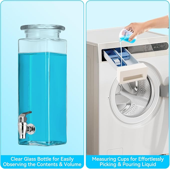 2 Pack Glass Laundry Detergent Dispenser, 76oz Containers - Image 3