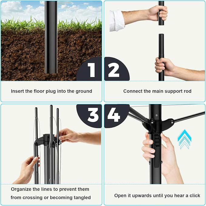 BAKON Heavy Duty Clothesline Outdoor, 30M Anti-Sag Drying Line Rustproof Wind - Image 6