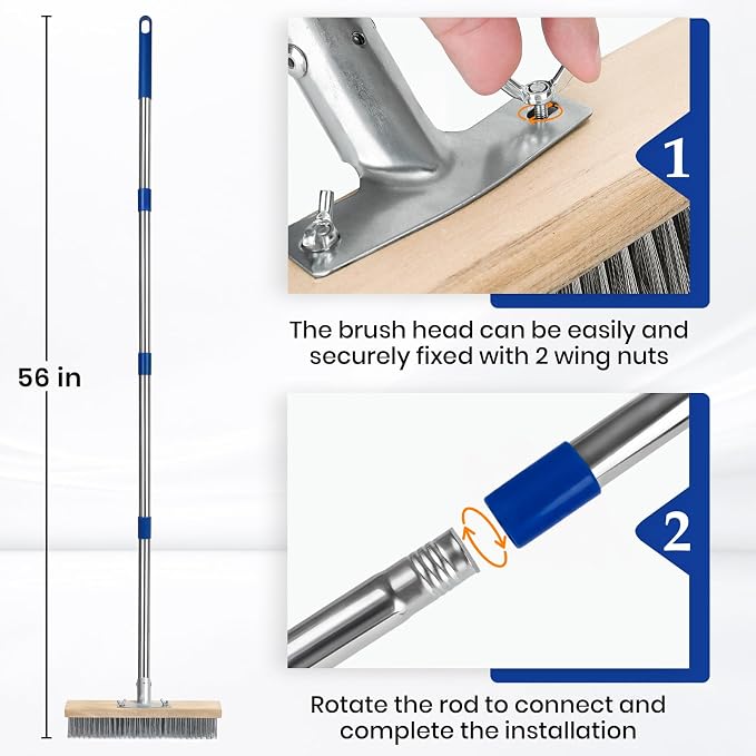 Stainless Steel Deck Scrub Brush, Outdoor Broom - Image 3