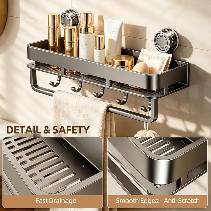 Suction Cup Shower Caddy, No Drilling, Rectangular - Image 7